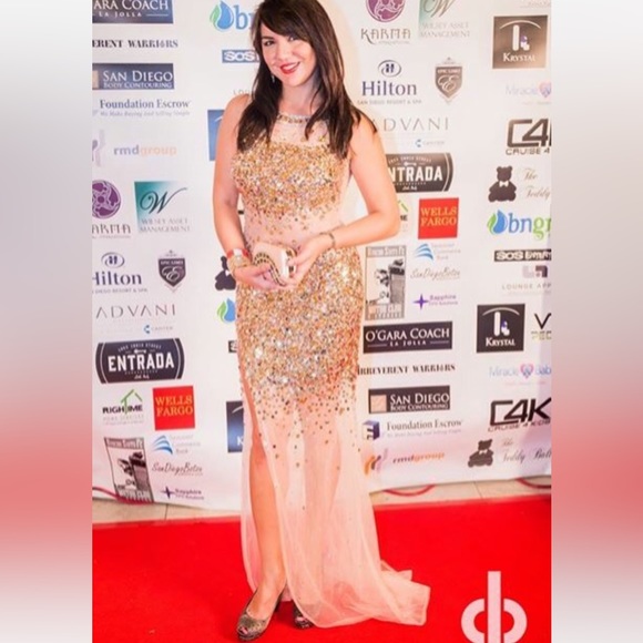 Stunning and rare Sheer Illusion Jovani embellished gown, sz 4 - Picture 10 of 13